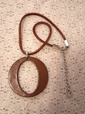 New Bauxo Handcrafted Brown Round Leather Pendant Genuine Leather Necklace